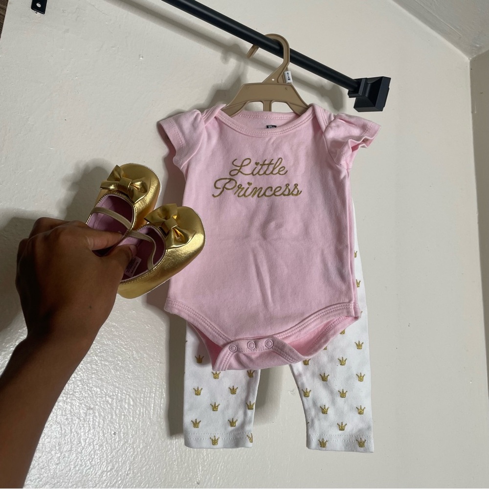 Hudson Baby 0-3M 3-Piece Matching Outfit + Shoes